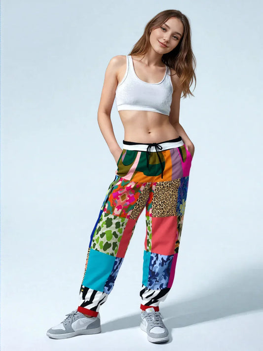 Gypsy Cheetah Multicolor Patchwork Eco-Poly Unisex Joggers