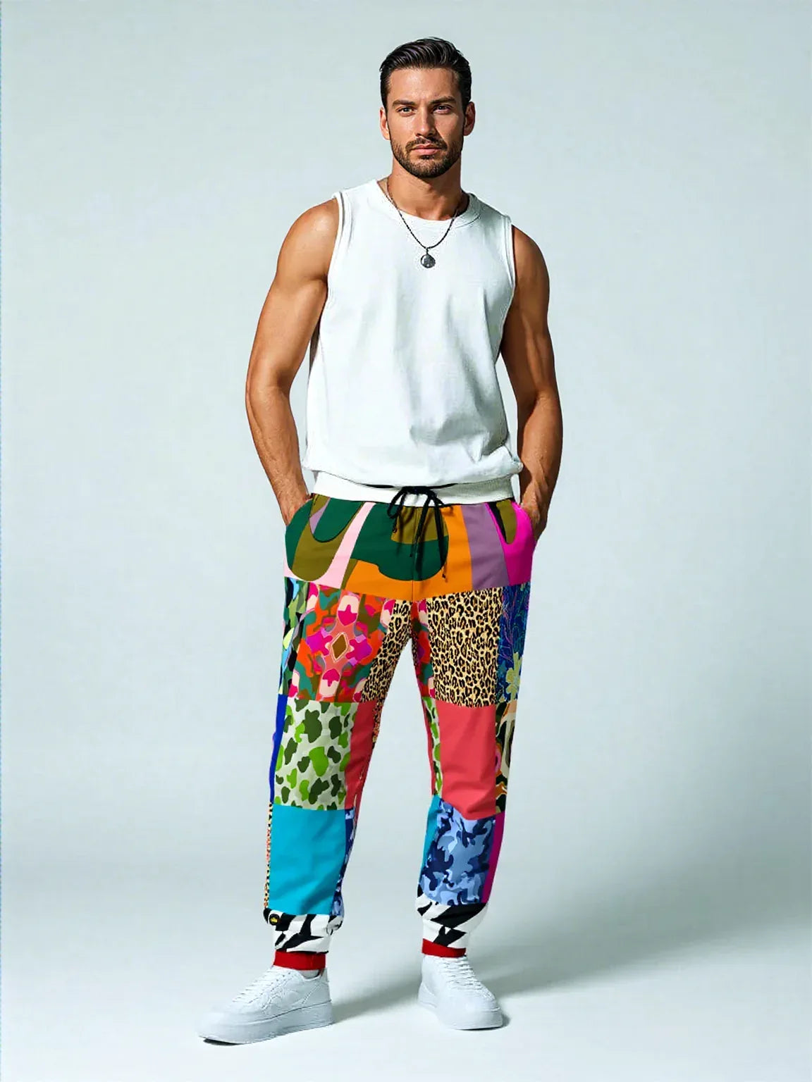 Gypsy Cheetah Multicolor Patchwork Eco-Poly Unisex Joggers