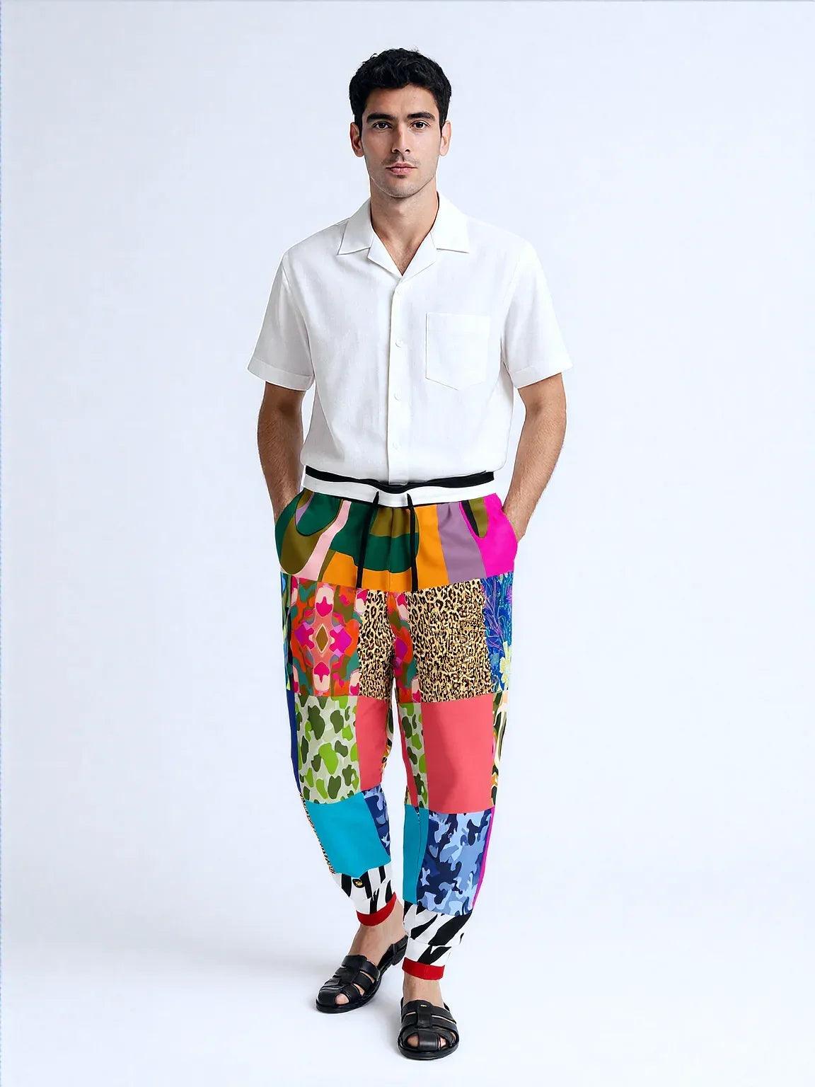 Gypsy Cheetah Multicolor Patchwork Eco-Poly Unisex Joggers