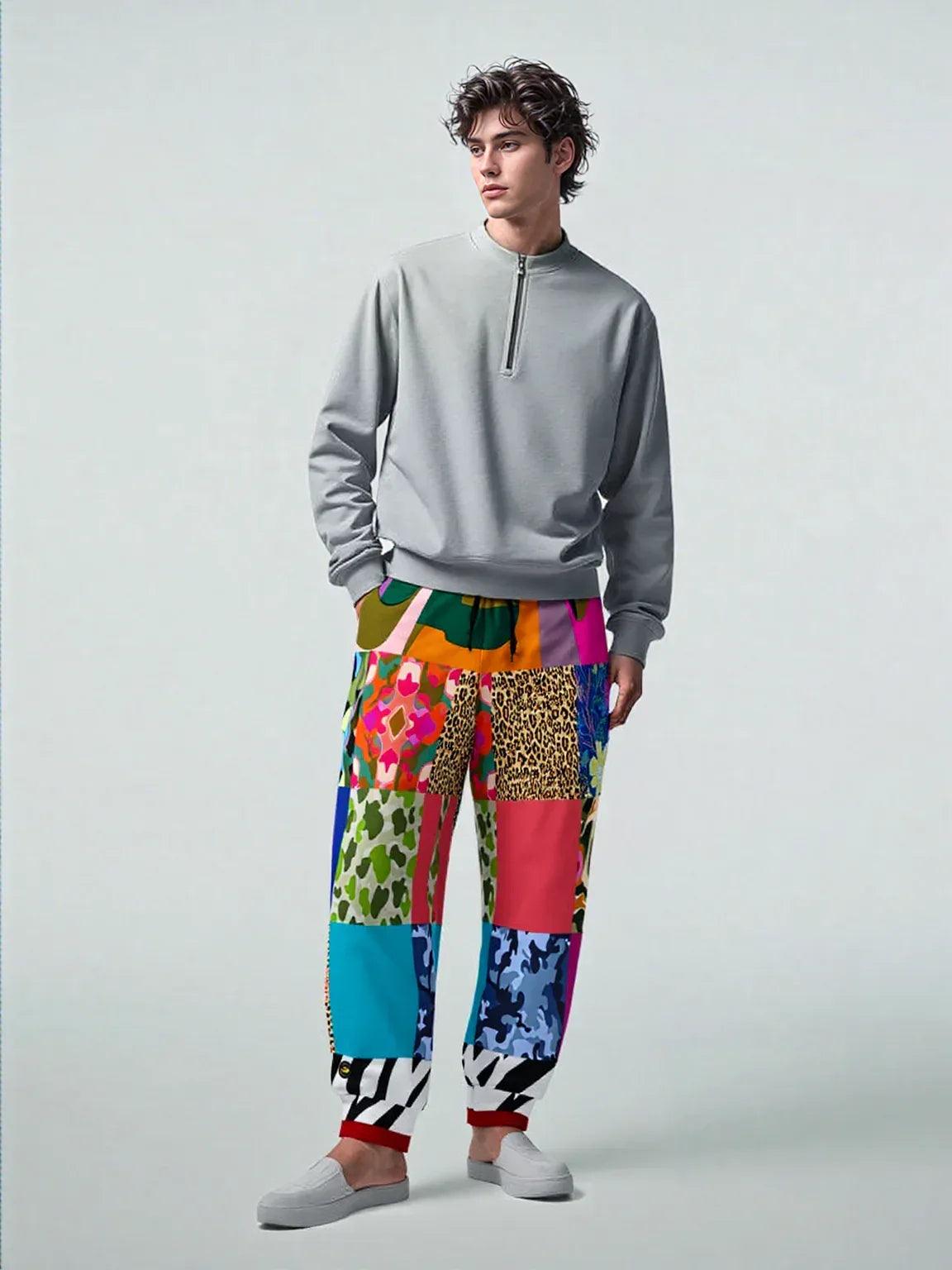 Gypsy Cheetah Multicolor Patchwork Eco-Poly Unisex Joggers