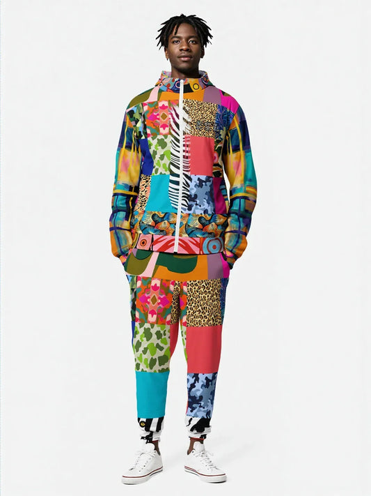 Gypsy Cheetah Multicolor Patchwork Unisex Eco-Poly Track Jacket