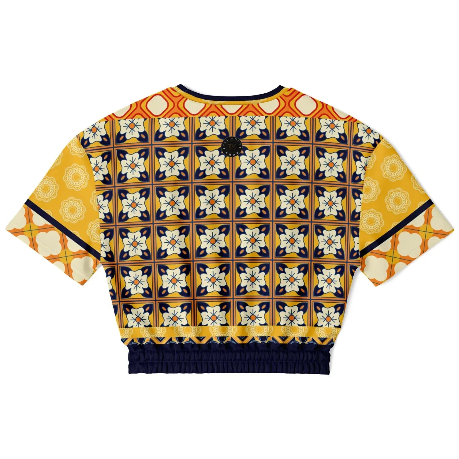 Gypsy Harvest Patchwork Eco-Poly Short Sleeve Cropped Pullover