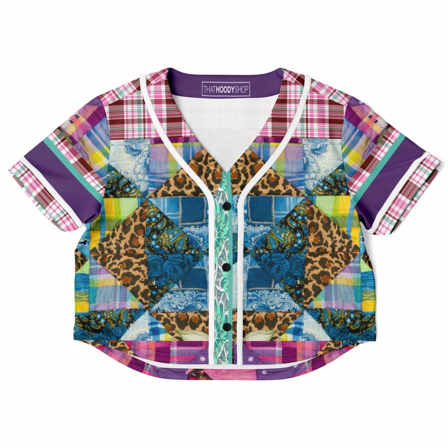 Gypsy Queen Purple Patchwork Eco-Poly Cropped Jersey