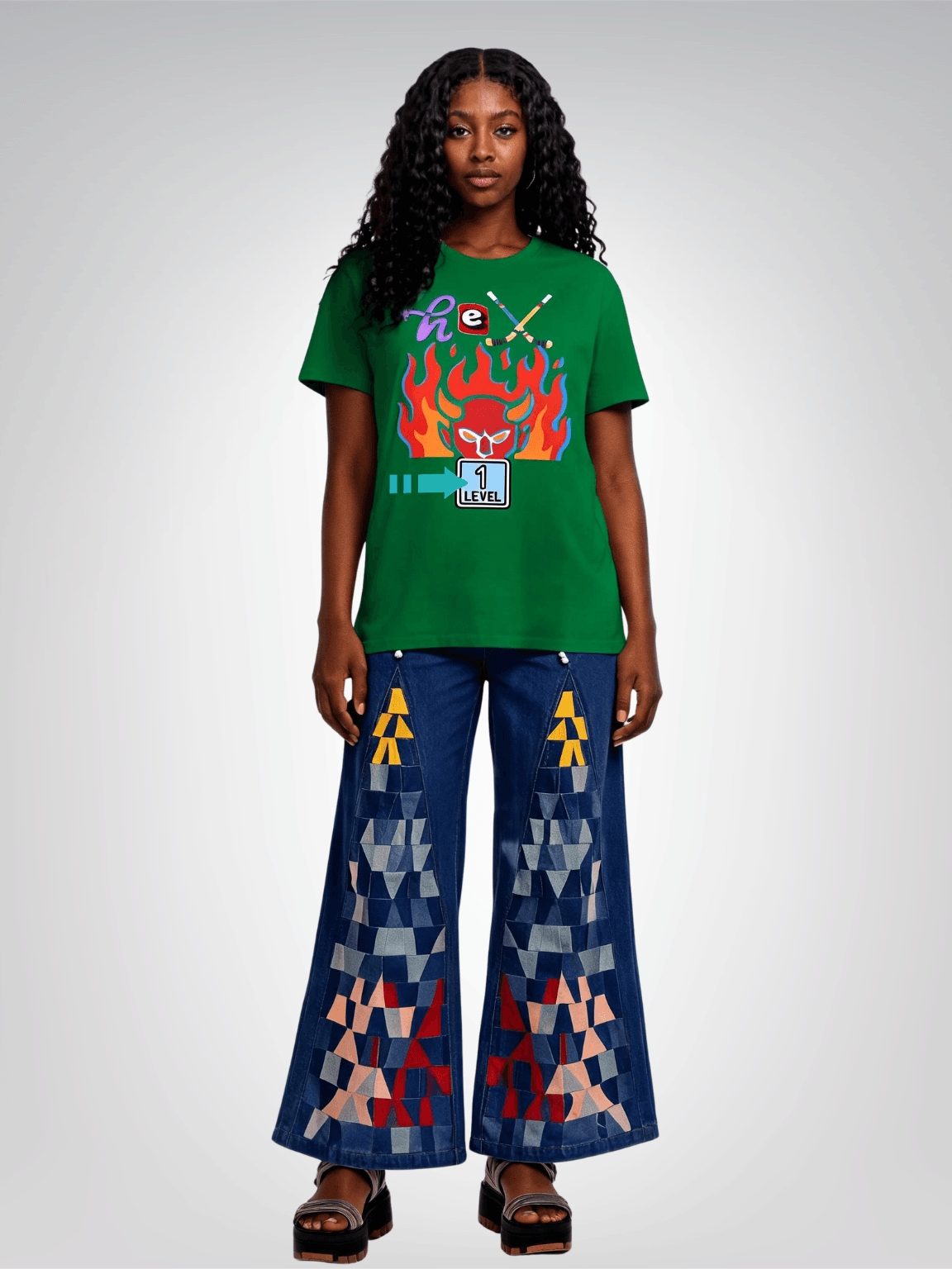 H-E Double Hockey Sticks Level 1 Heavyweight Unisex Tee