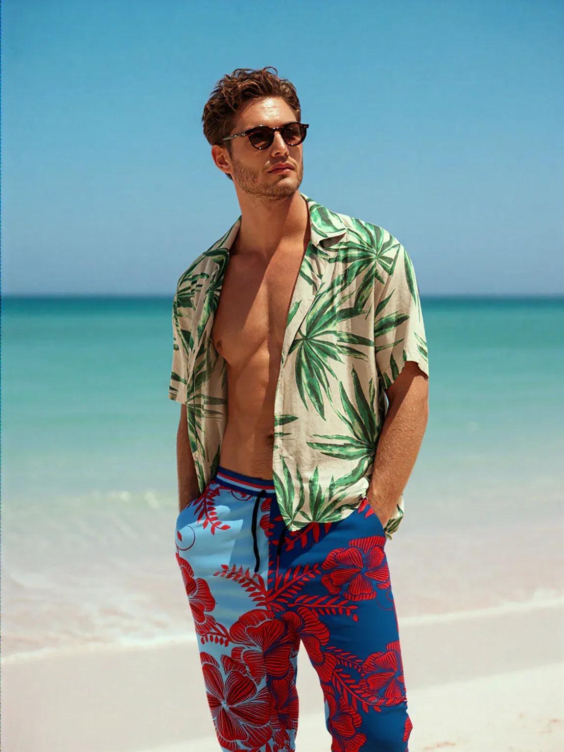 Haleiwa Hawaiian Blue Floral Eco-Poly Unisex Joggers