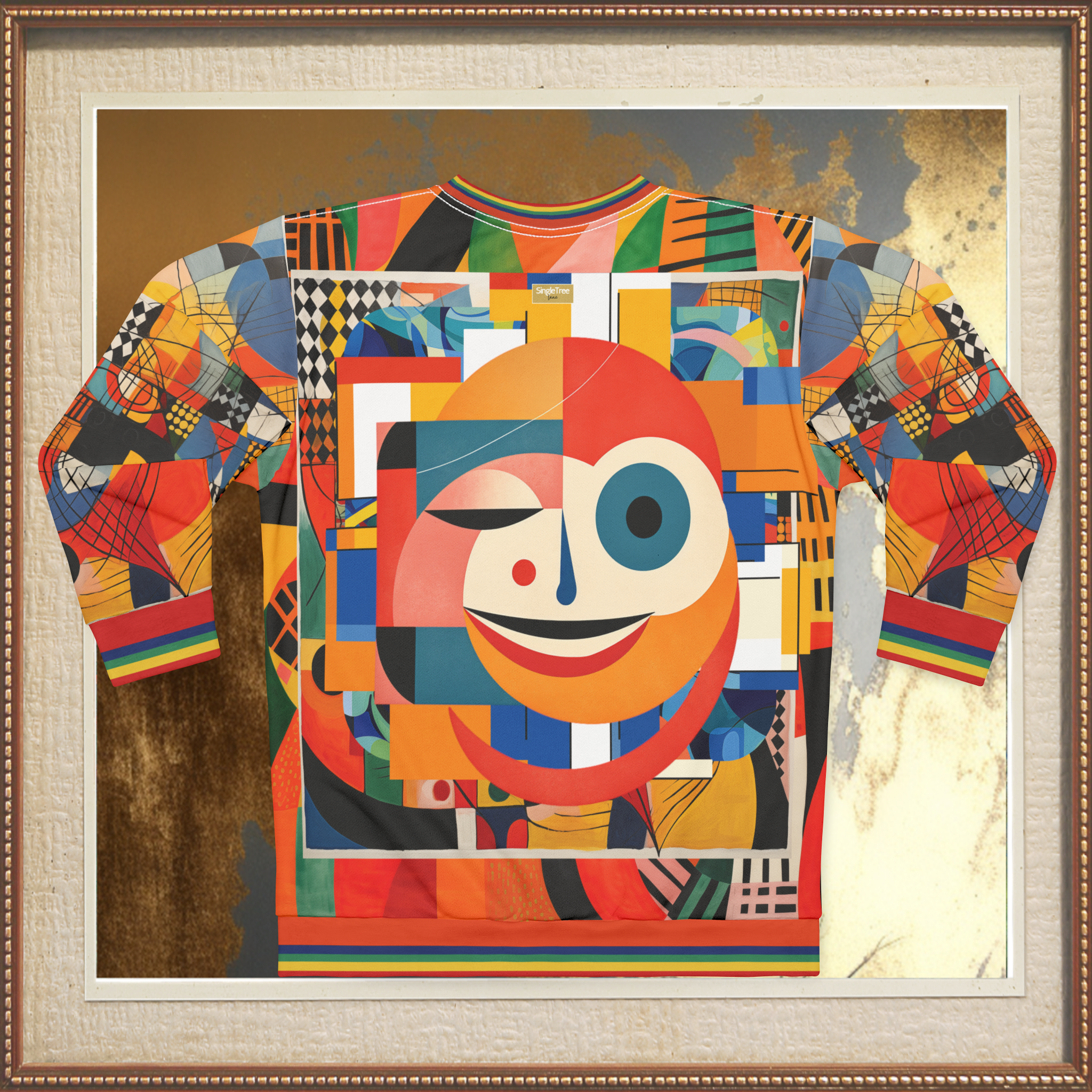 Happy Face Happy Day Abstract Block Art Unisex Sweatshirt (Gold Label)