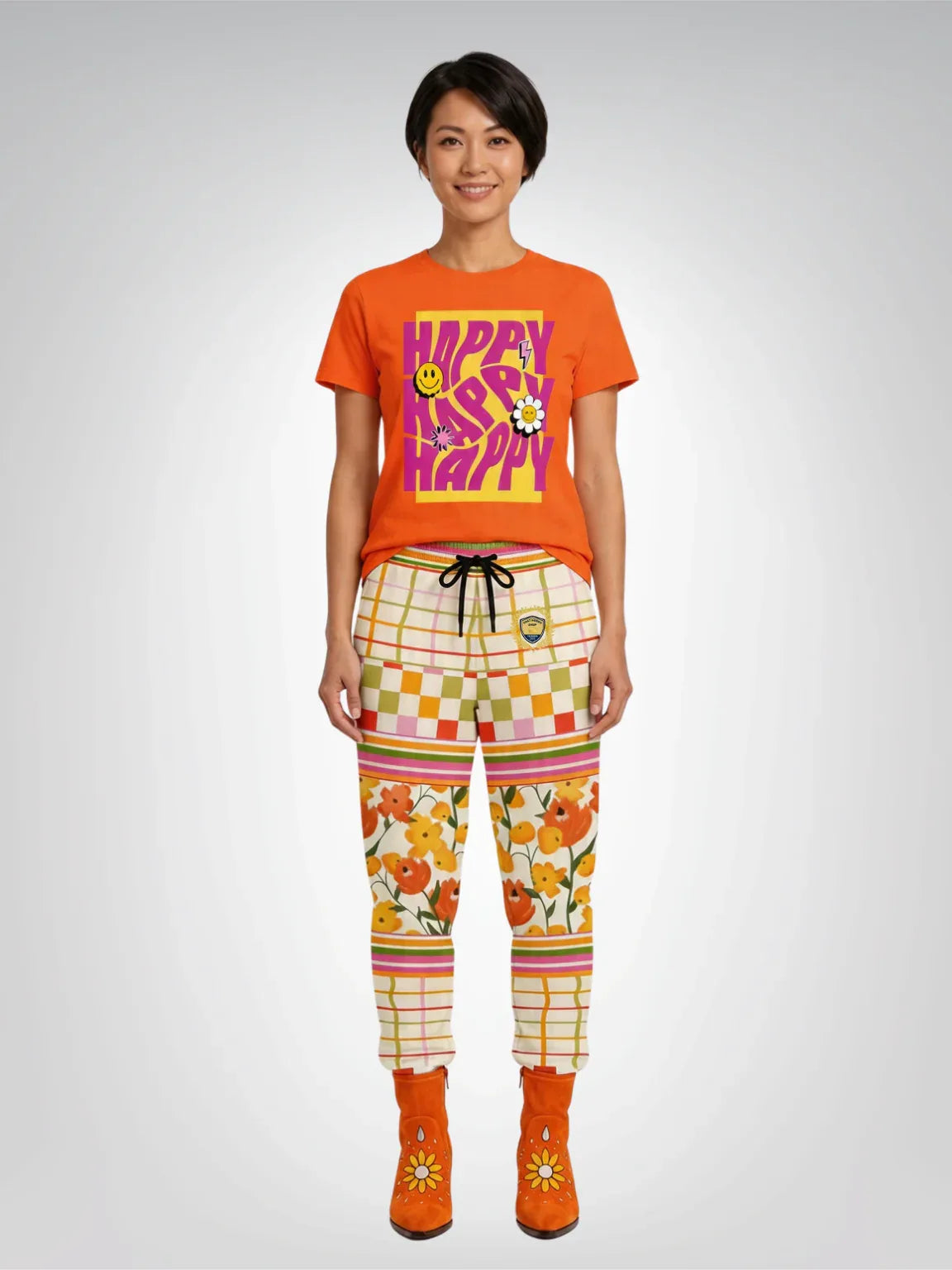 Happy Happy Happy in Yellow Rectangle Heavyweight Unisex Tee
