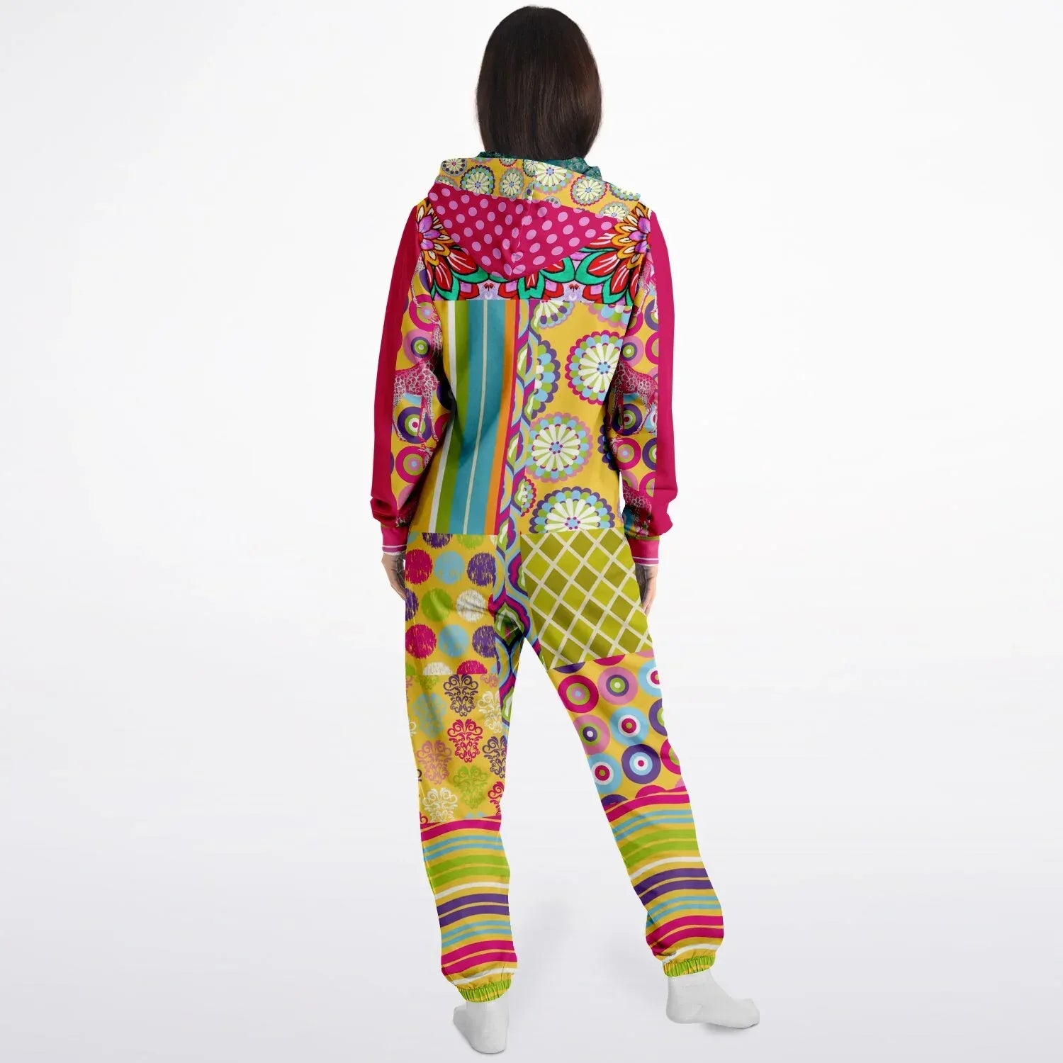 Hello Janis! Green Zigzag Patchwork Unisex Eco-Poly Romper