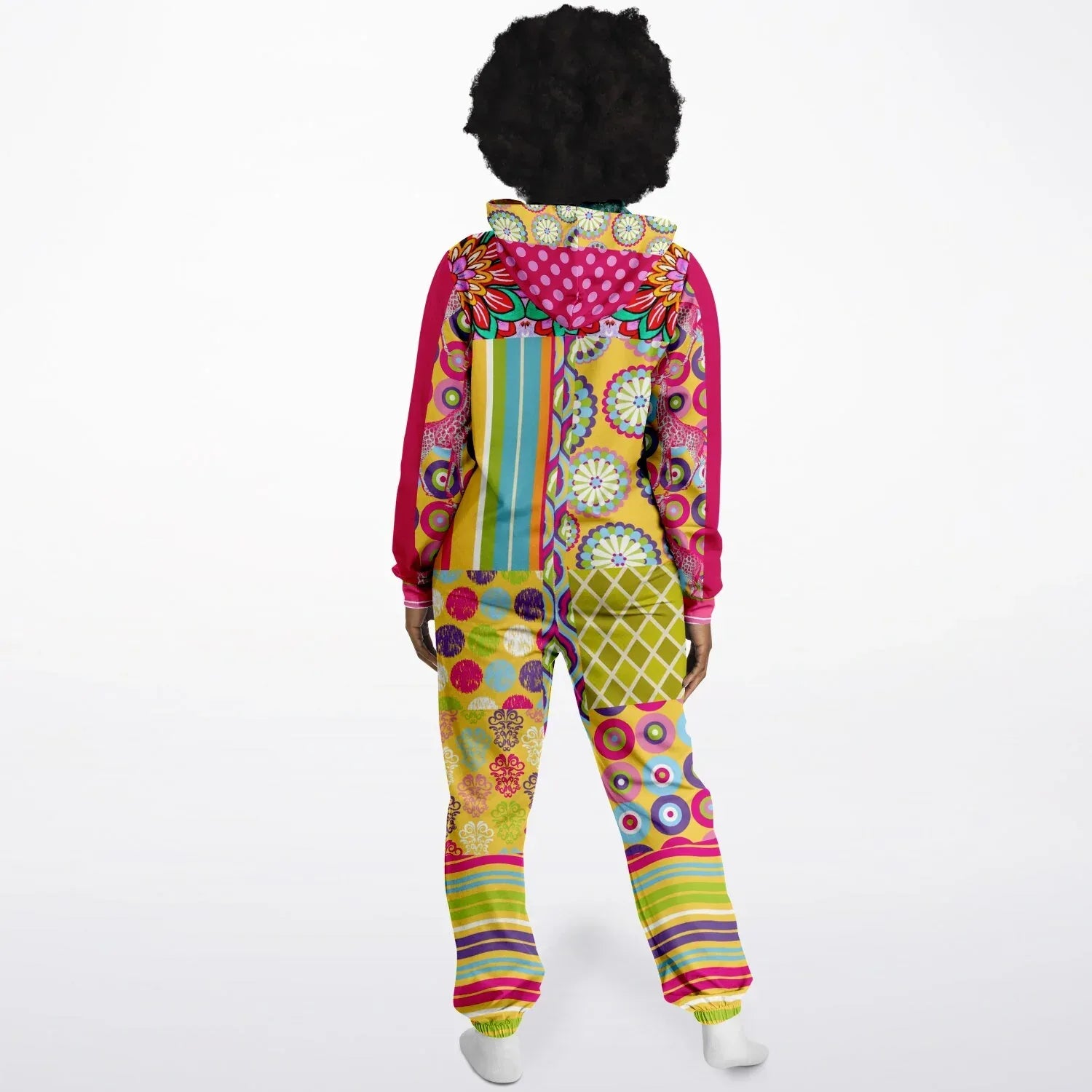 Hello Janis! Green Zigzag Patchwork Unisex Eco-Poly Romper