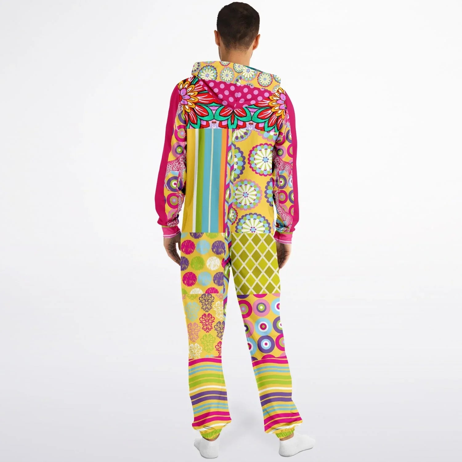 Hello Janis! Green Zigzag Patchwork Unisex Eco-Poly Romper