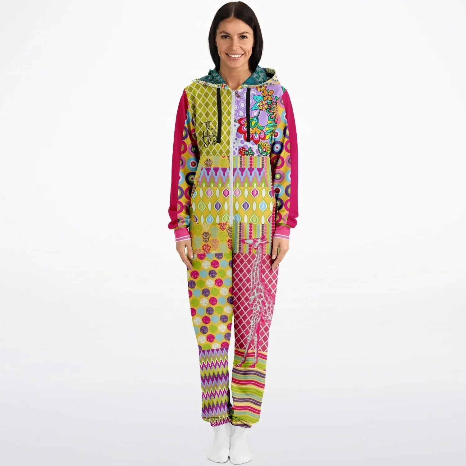 Hello Janis! Green Zigzag Patchwork Unisex Eco-Poly Romper