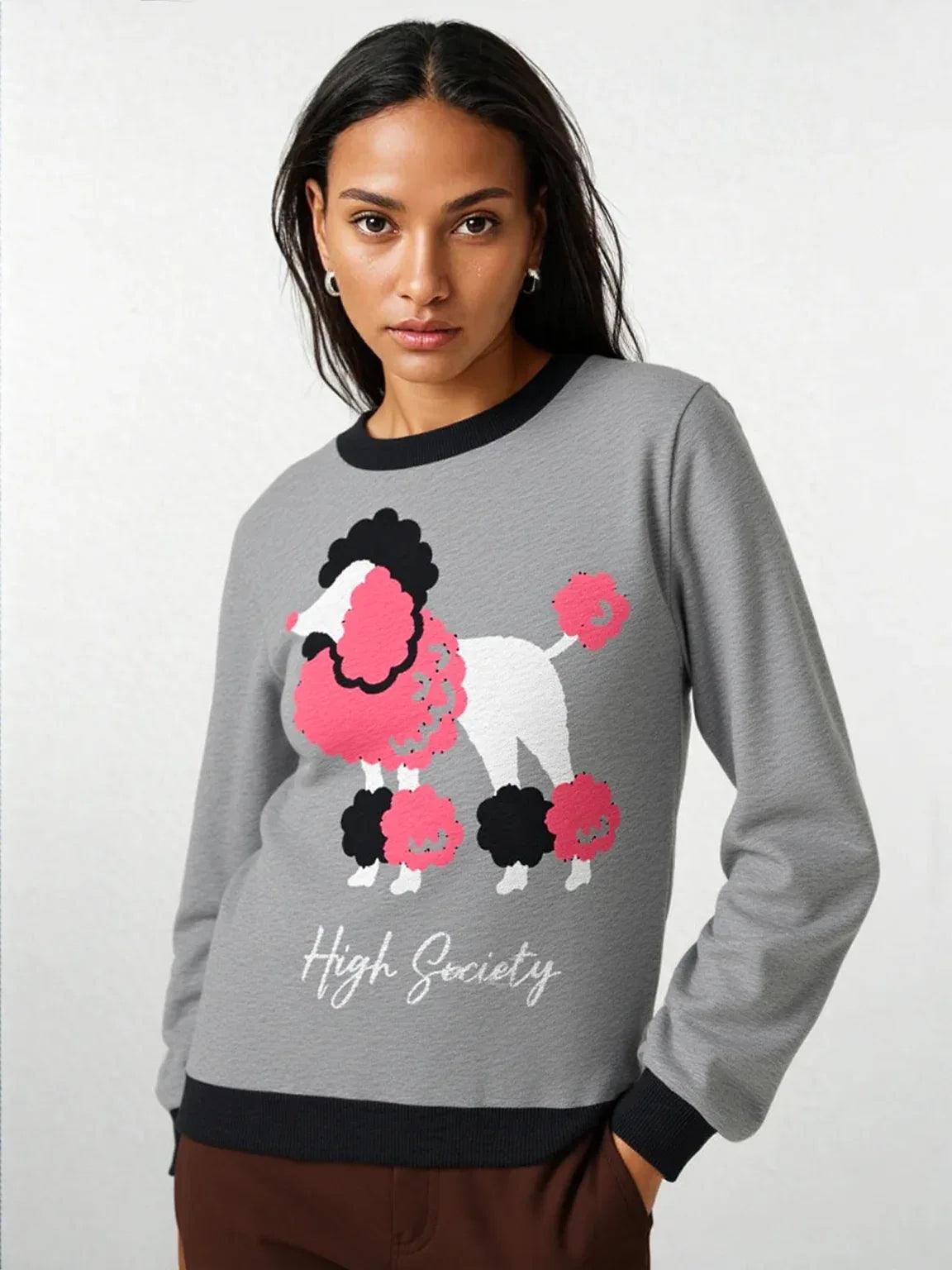 High Society Beyotch in Grey Knitted Crewneck Sweater