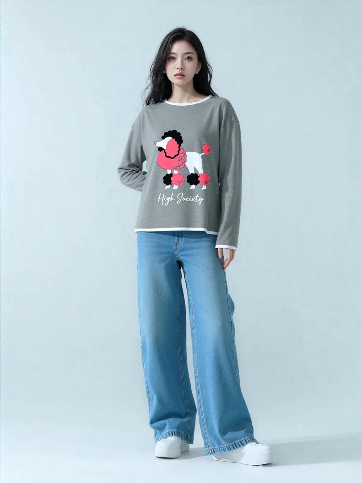 High Society Beyotch in Grey Women’s Boatneck Knitted Sweater