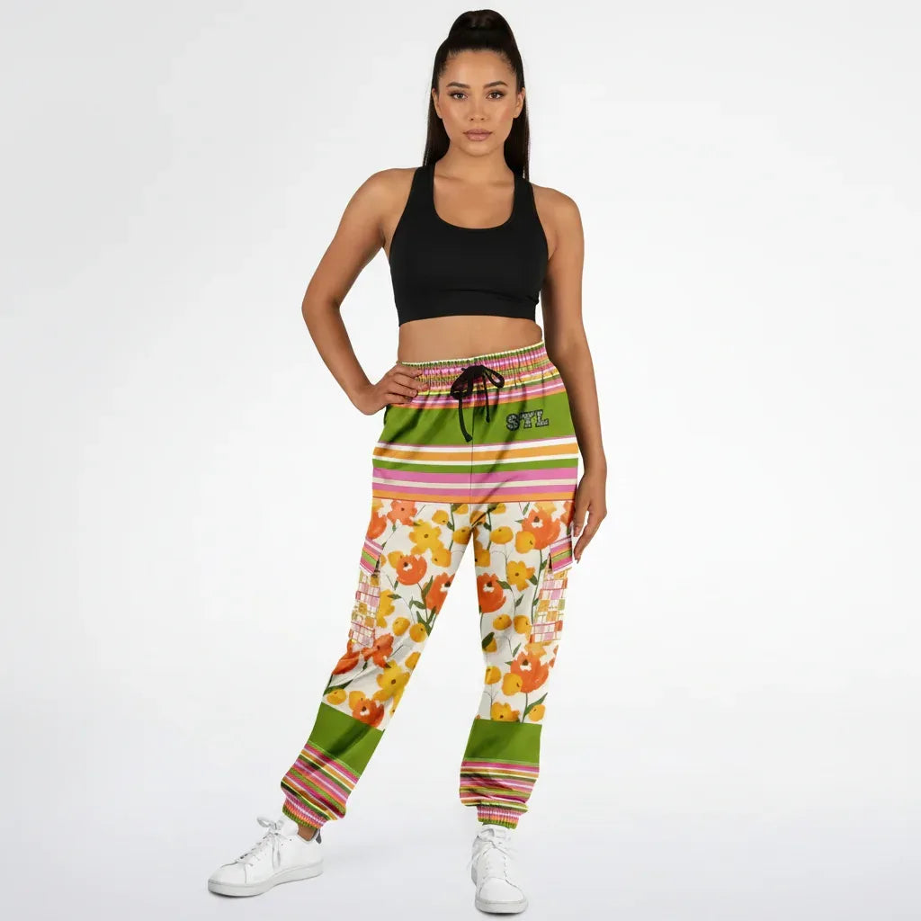 Hopscotch My Hippie Gingham Floral Eco-Poly Cargo Joggers