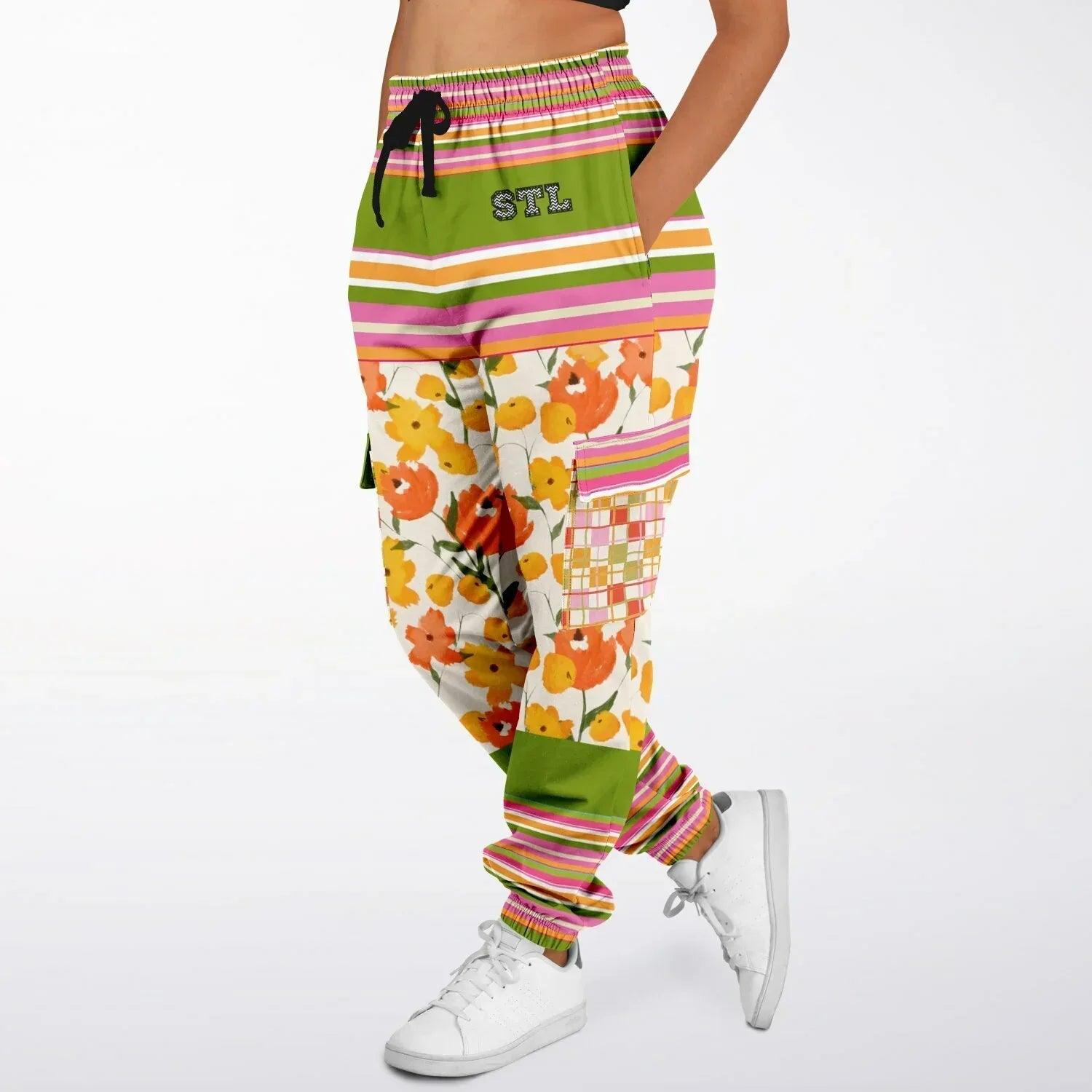 Hopscotch My Hippie Gingham Floral Eco-Poly Cargo Joggers