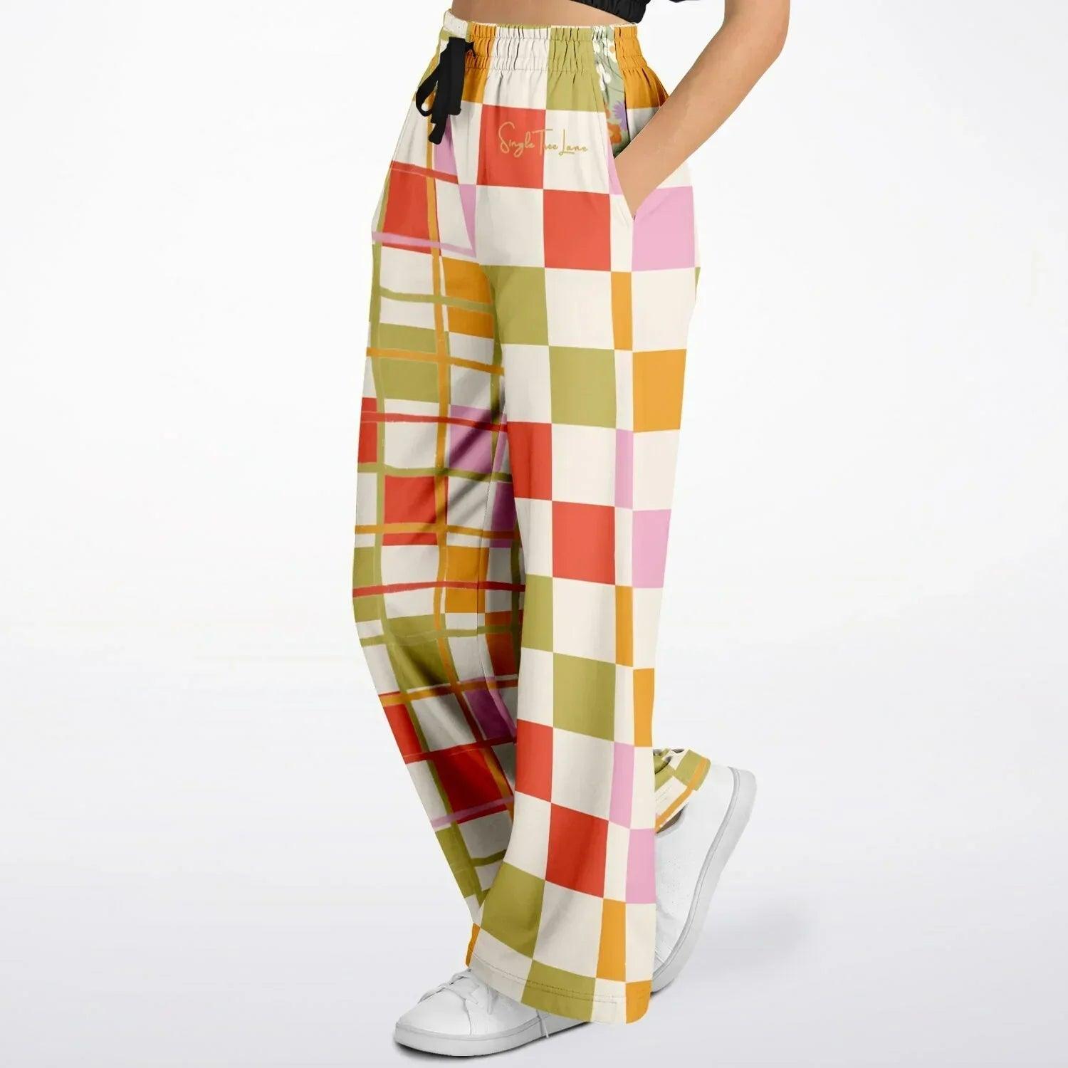 Hopscotch My Hippie Gingham Plaid Eco-Poly Wide Leg Pants