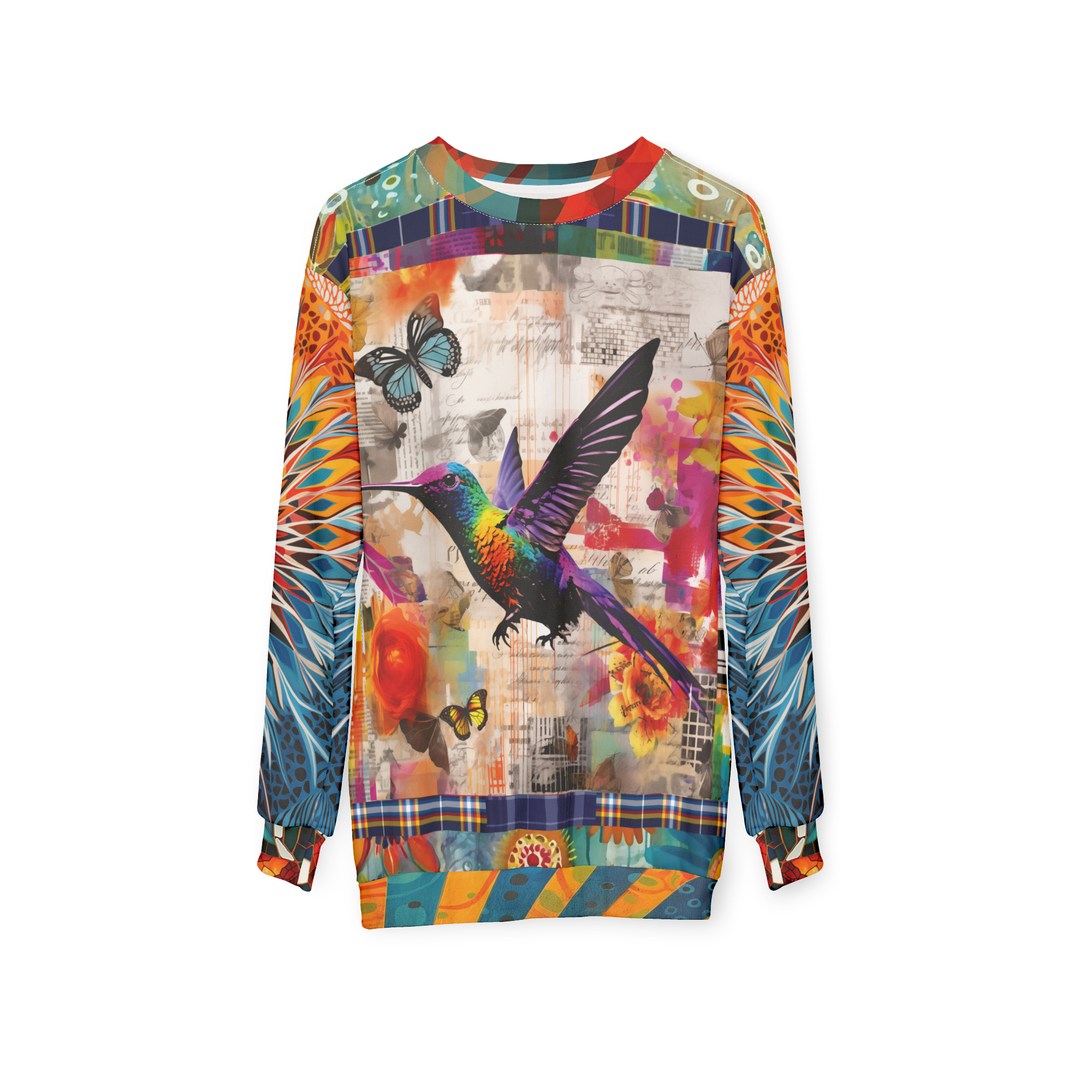 Hummingbird in Flight Rainbow Collage Unisex Sweatshirt (Gold Label)