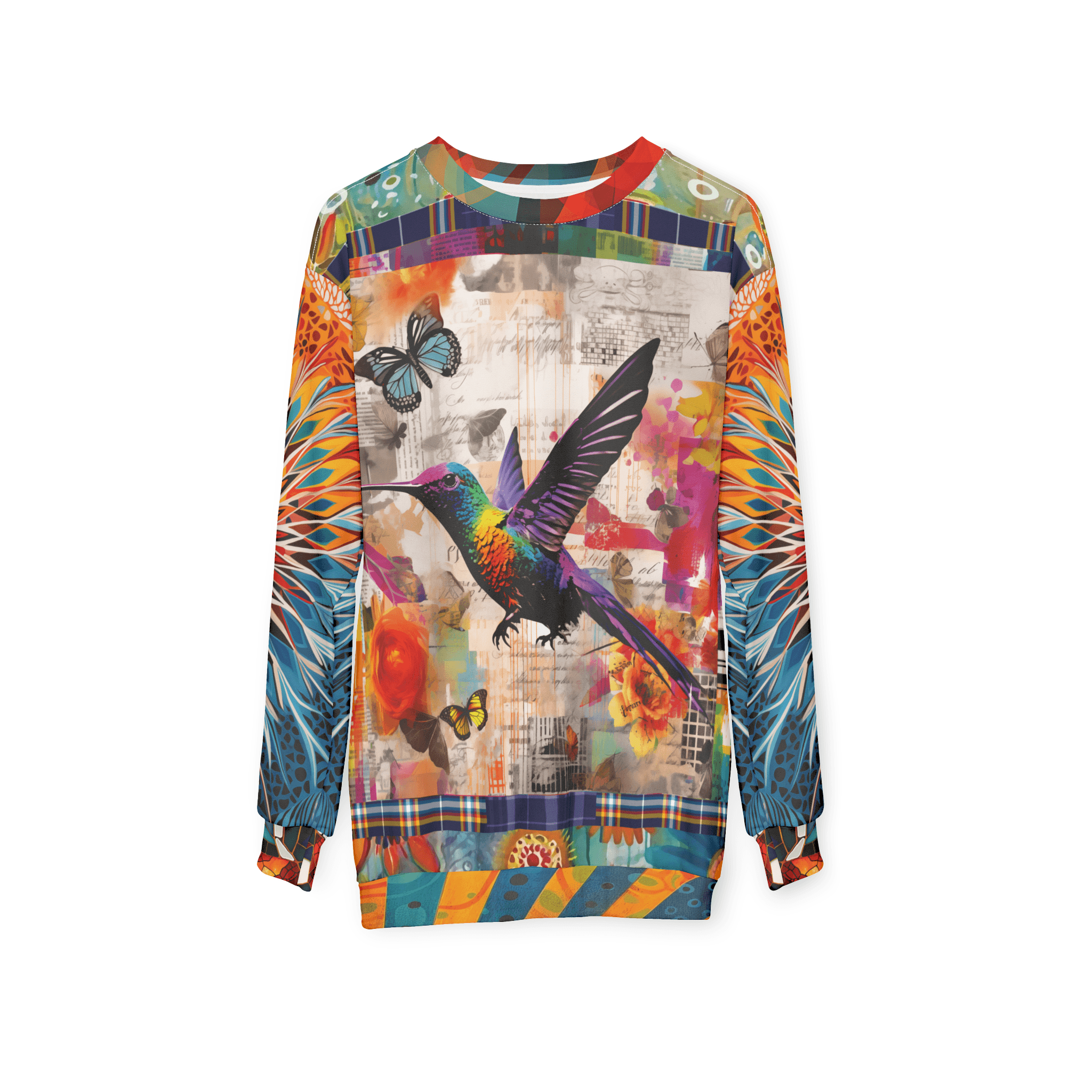 Hummingbird in Flight Rainbow Collage Unisex Sweatshirt (Gold Label)