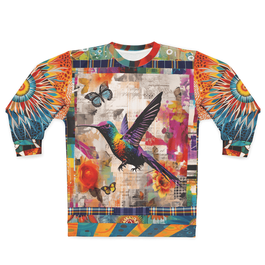 Hummingbird in Flight Rainbow Collage Unisex Sweatshirt (Gold Label)