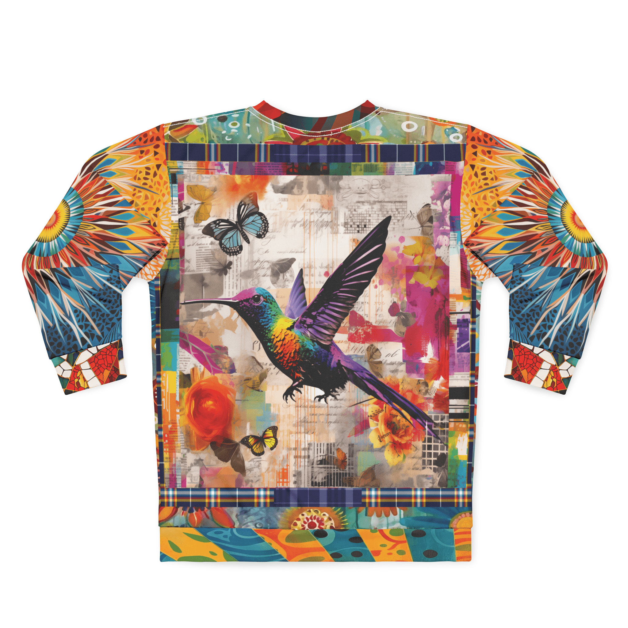 Hummingbird in Flight Rainbow Collage Unisex Sweatshirt (Gold Label)