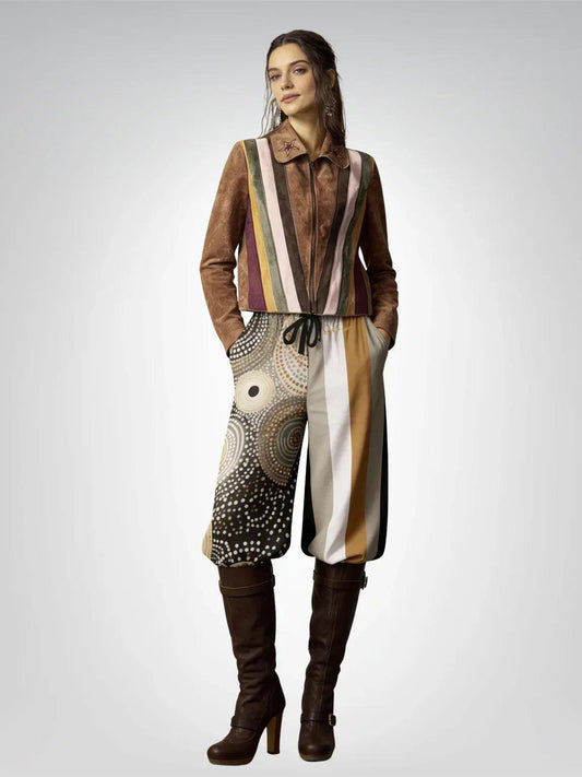 I'm Feeling Brown Aboriginal Swirl Eco-Poly Wide Leg Pants