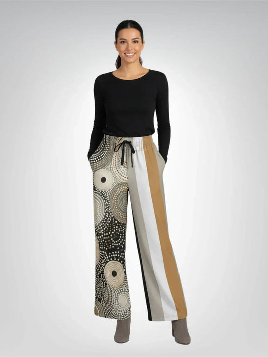 I'm Feeling Brown Aboriginal Swirl Eco-Poly Wide Leg Pants