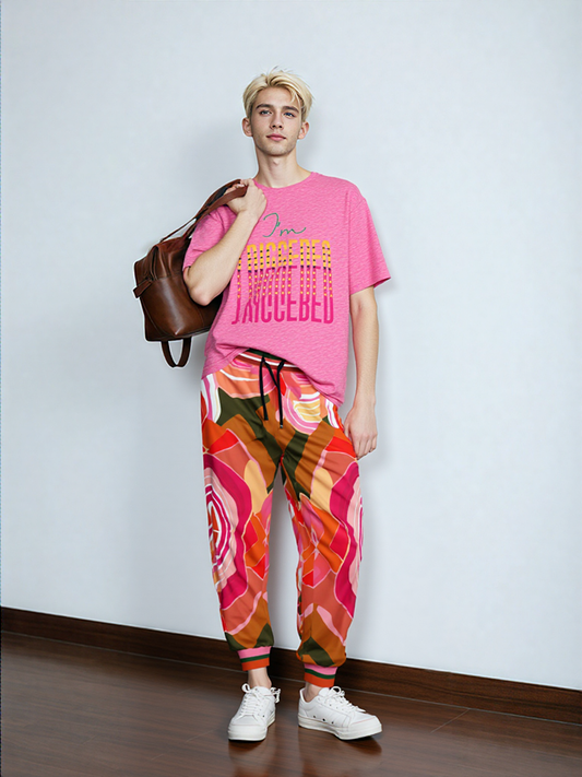 Orange Posie Floral Eco-Poly Unisex Joggers