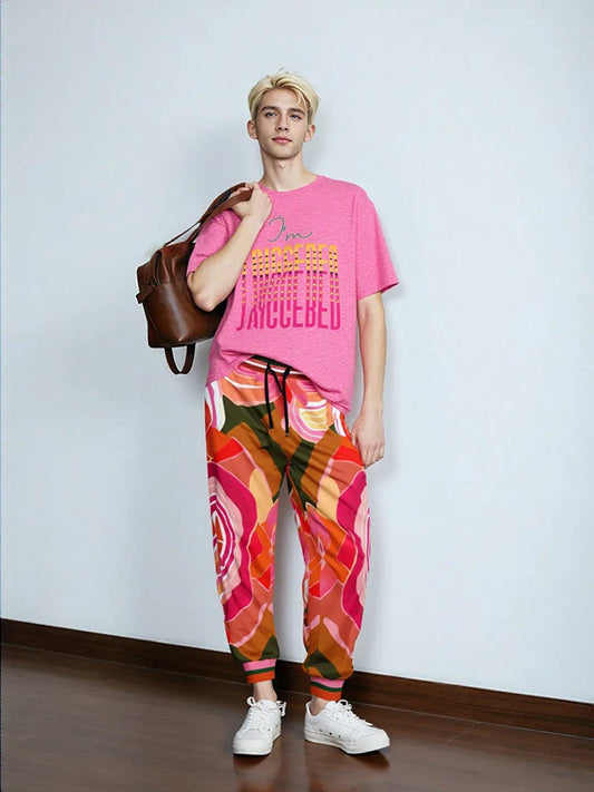 Orange Posie Floral Eco-Poly Unisex Joggers