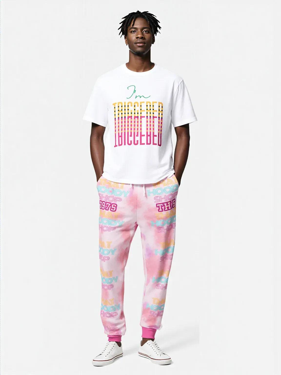 That Hoody Shop 1976 Pink Tie-Dye Eco-Poly Unisex Joggers