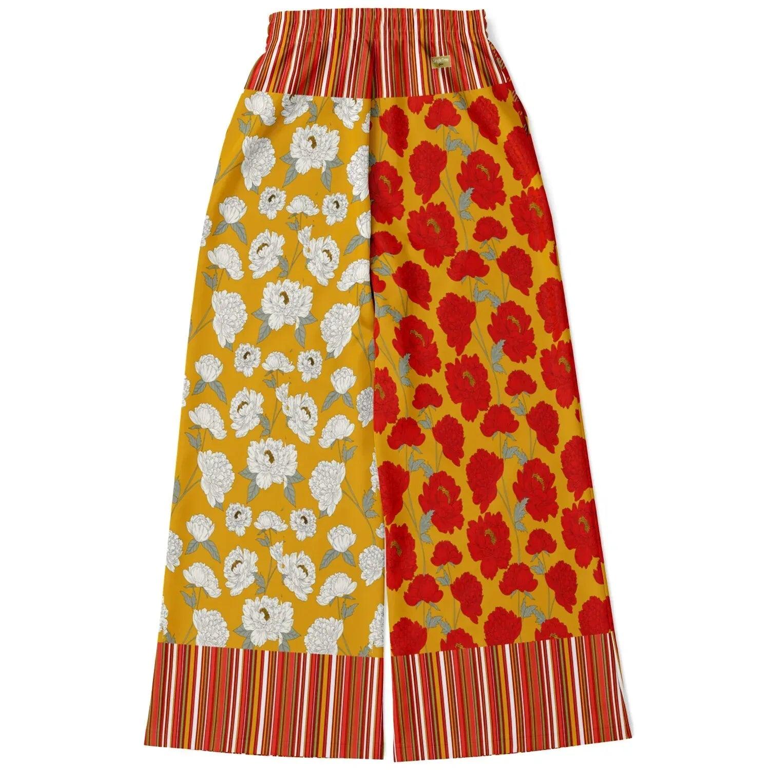 Imperial Blossom in Peonies Eco-Poly Wide Leg Pants