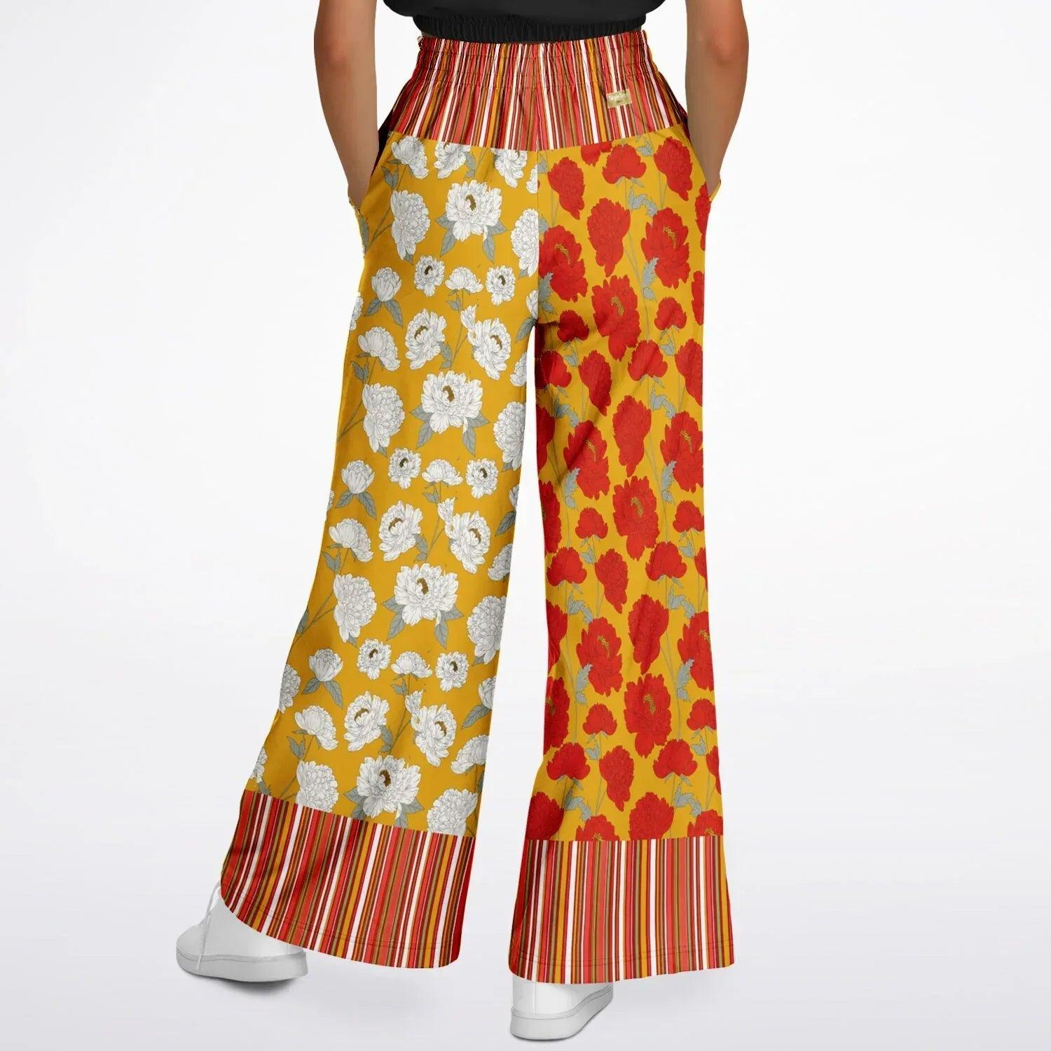 Imperial Blossom in Peonies Eco-Poly Wide Leg Pants