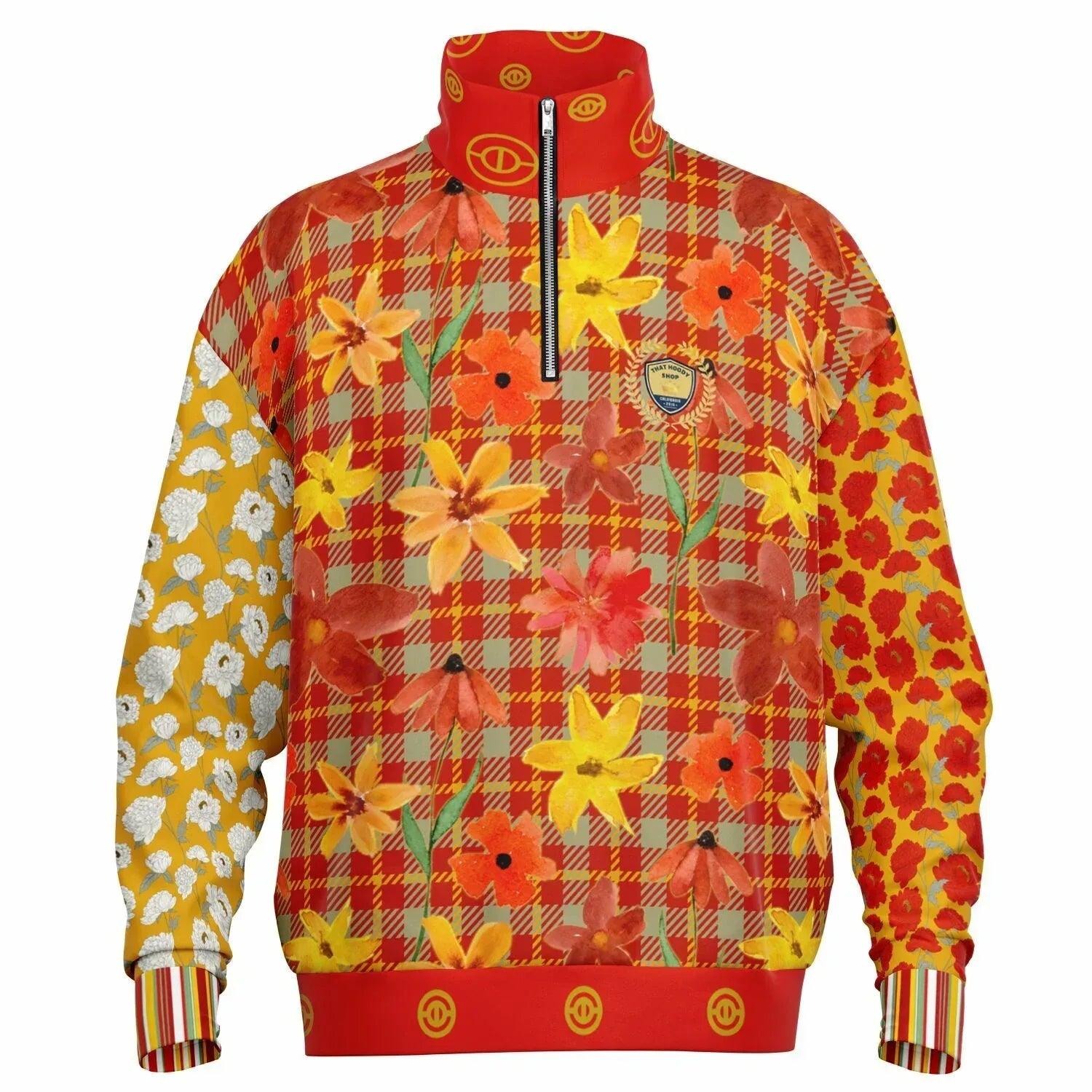 Imperial Blossom in Peonies Heavyweight Oversized Quarter Zip Sweatshirt