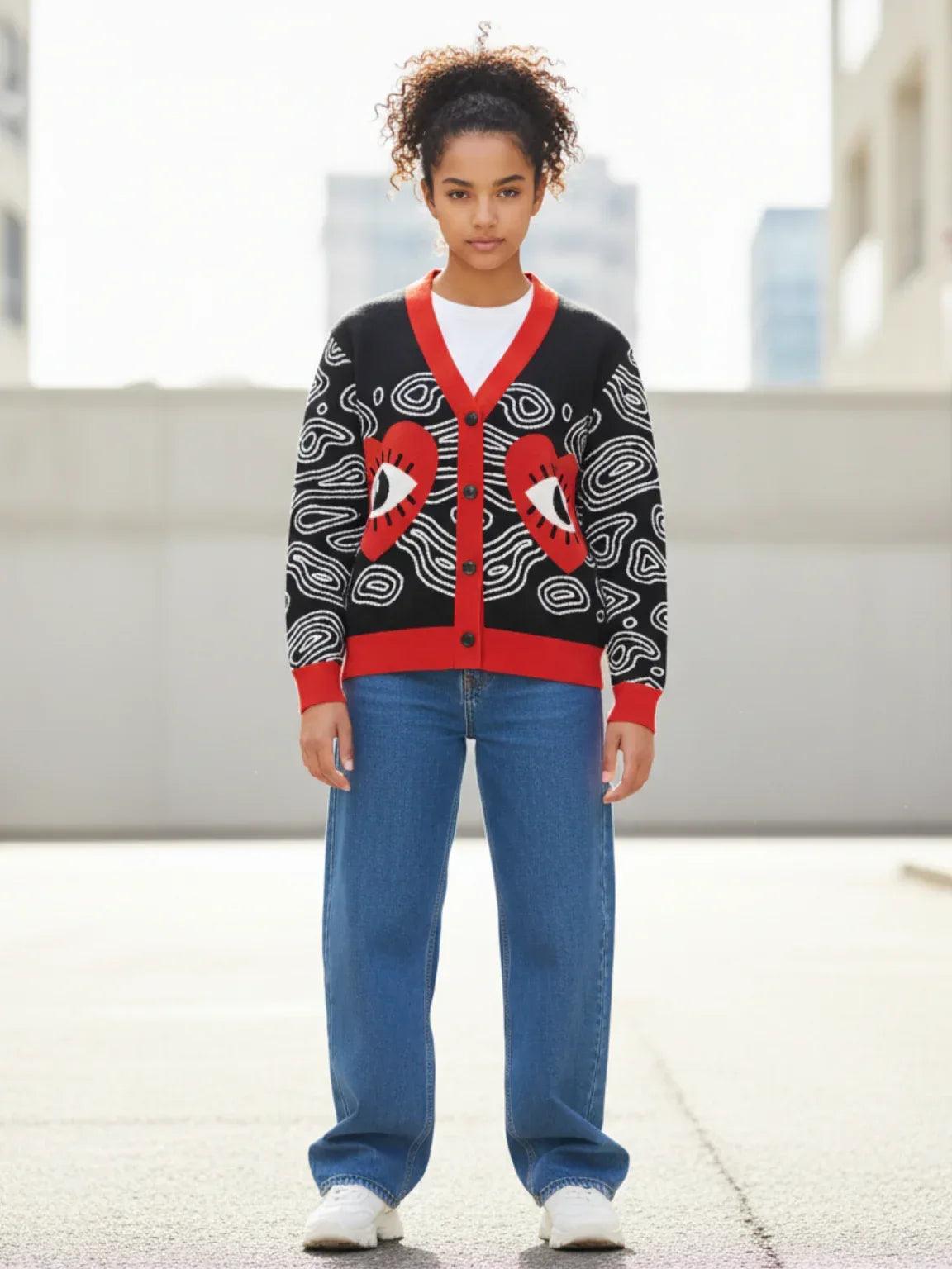 In The Blink of an Eye in Black Knitted Cardigan