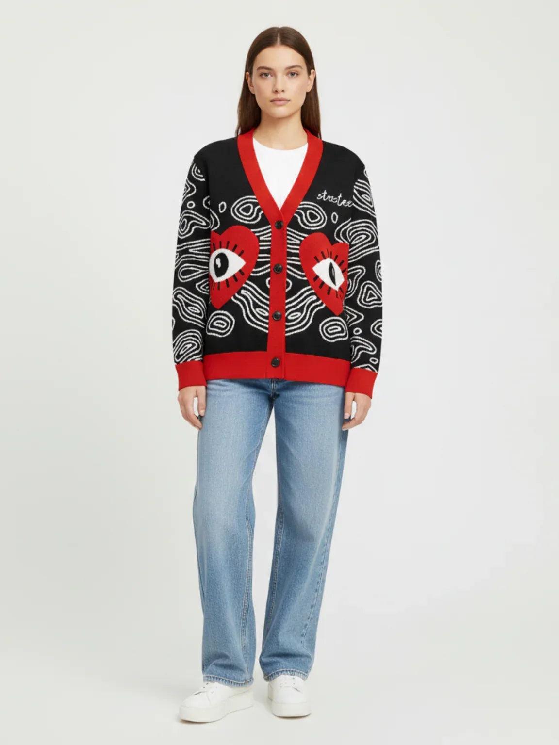 In The Blink of an Eye in Black Knitted Cardigan