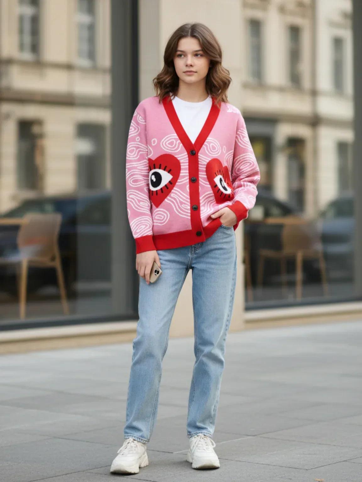 In The Blink of an Eye in Pink Knitted Cardigan