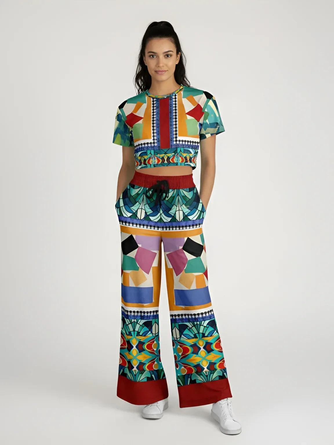 Interior Salon with Forget-Me-Nots - Matisse - in Full Glory Eco-Poly Wide Leg Pants
