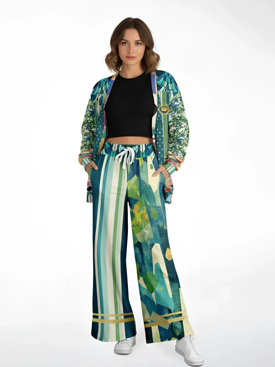 Interior Salon with Forget-Me-Nots - Matisse - Eco-Poly Wide Leg Pants