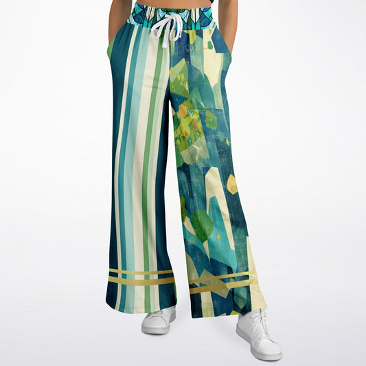 Interior Salon with Forget-Me-Nots Eco-Poly Wide Leg Pants