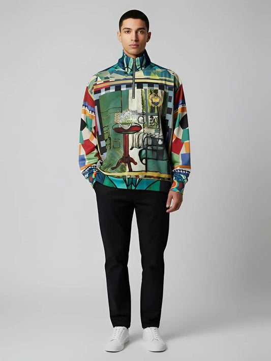Interior Salon with Forget-Me-Nots - Matisse - Heavyweight Oversized Quarter Zip Sweatshirt
