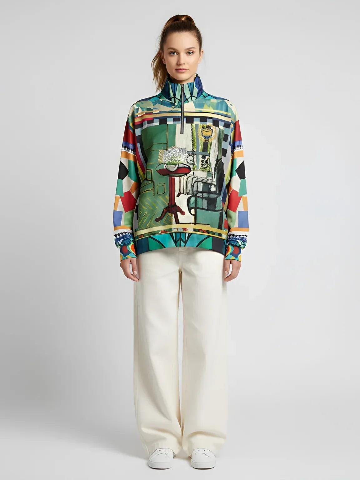 Interior Salon with Forget-Me-Nots - Matisse - Heavyweight Oversized Quarter Zip Sweatshirt
