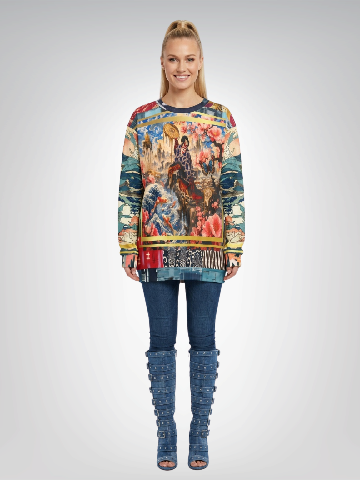 Kabuki in Golden Seascape Unisex Sweatshirt (Gold Label)