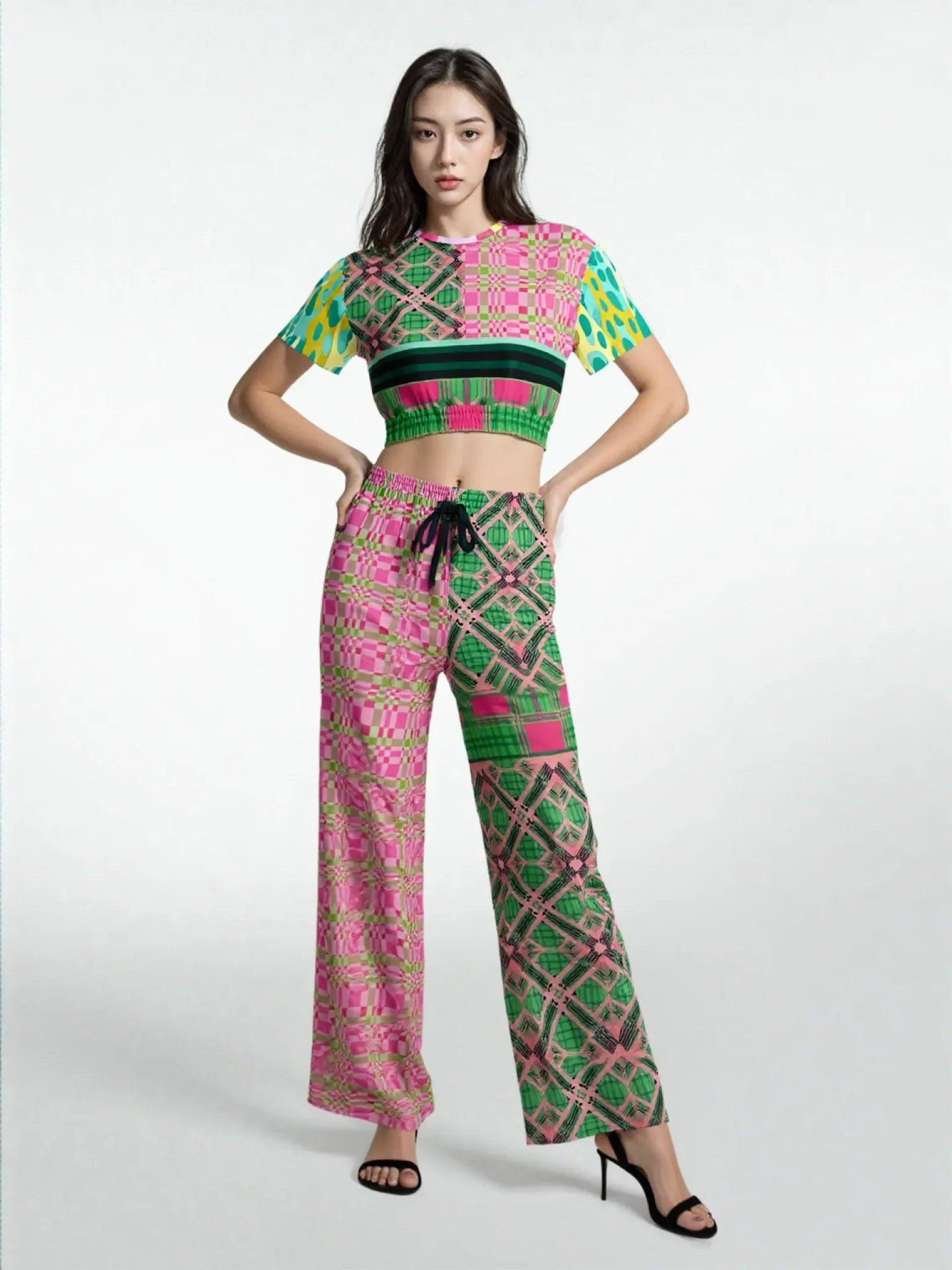 Kelly is So Very Plaid Eco-Poly Wide Leg Pants