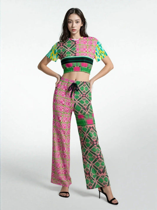 Kelly is So Very Plaid Eco-Poly Wide Leg Pants