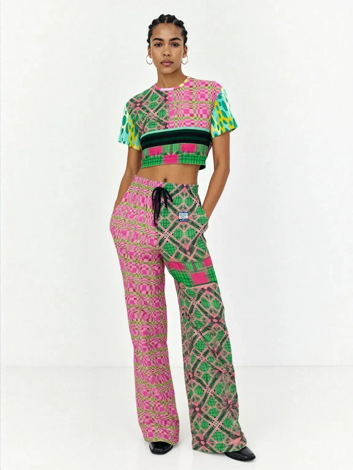 Kelly is So Very Plaid Eco-Poly Wide Leg Pants
