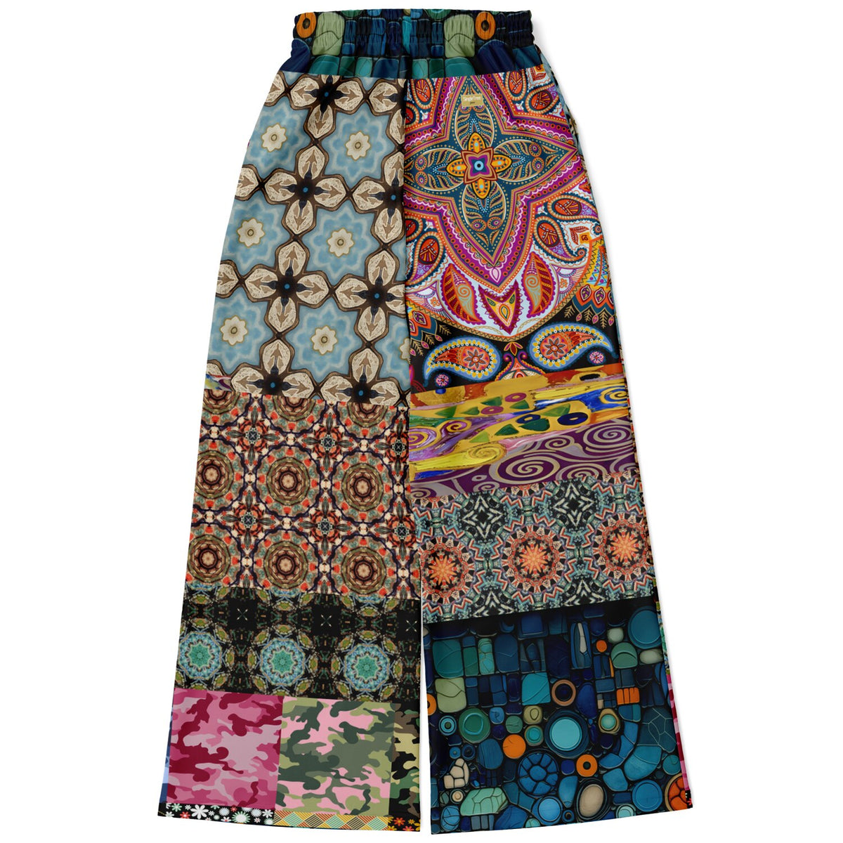 Koi Among the Stones in Painted Pond Eco-Poly Wide Leg Pants
