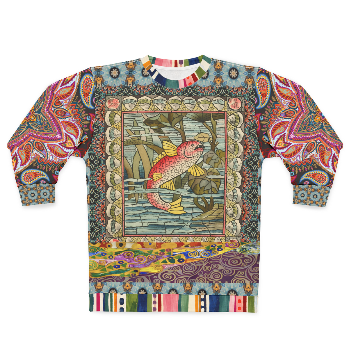 Koi Among the Stones in Painted Pond Unisex Sweatshirt (Gold Label)