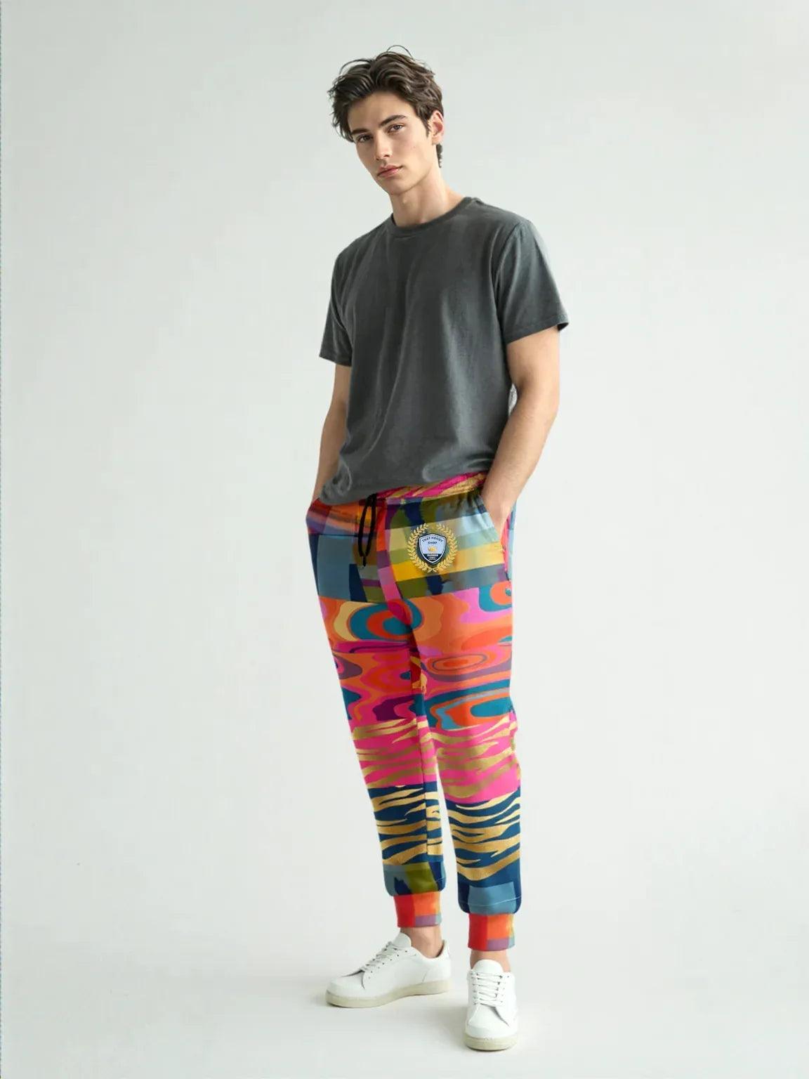Lenny Soul Star Zebra Print Patchwork Eco-Poly Unisex Joggers