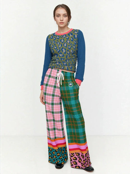 Leopard in Blue and Green Spotted Jubilee Knitted Crewneck Sweater