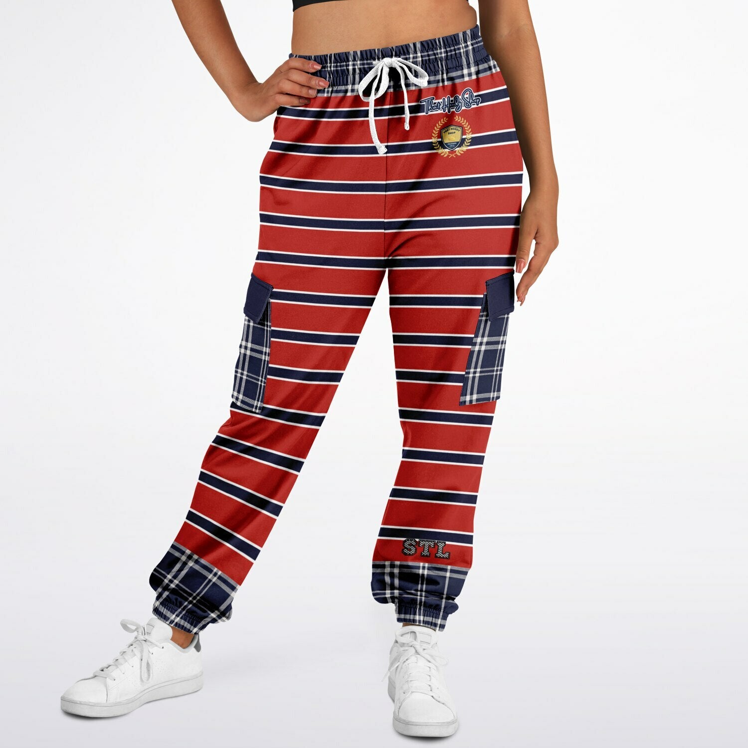 Let Freedom Ring Red Rugby Stripe Eco-Poly Cargo Joggers