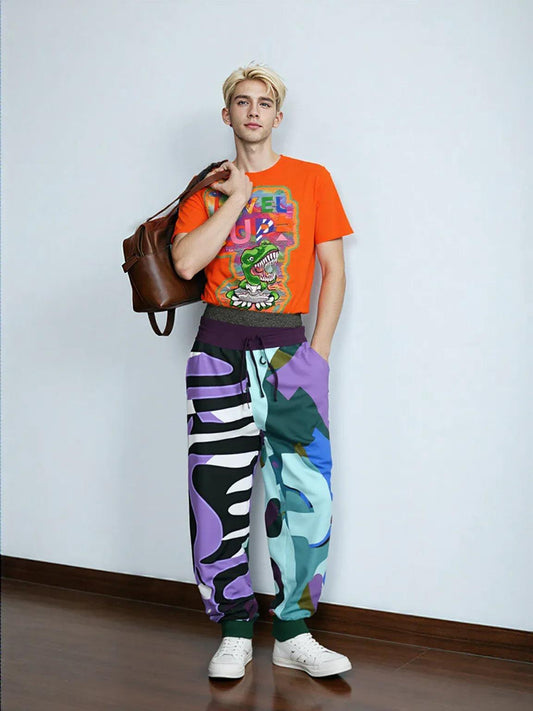 Purple Rhapsody Abstract Colorblock Camouflage Eco-Poly Unisex Joggers